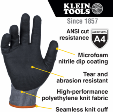 Knit Dipped Gloves, Cut Level A4, Touchscreen, Small, 10" Length, 0.1 lbs