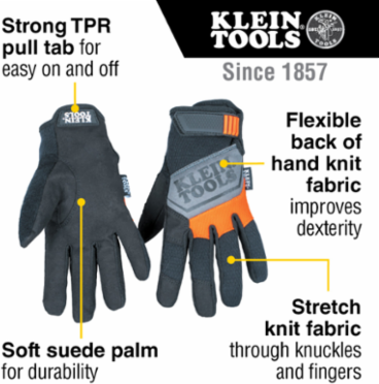 Medium General Purpose Work Gloves with Touchscreen Fingertips, Suede Palm, Machine Washable