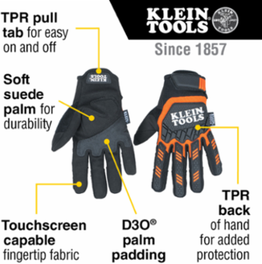 Heavy Duty Gloves, Medium - TPR Back, D30 Palm Padding, Machine Washable