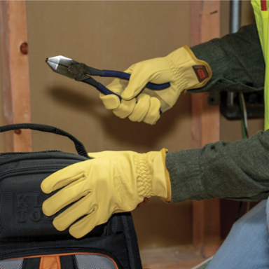 Cowhide Leather Work Gloves, Large - High Abrasion Resistance, Dual Layer Palm