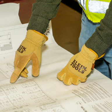 Leather Work Gloves, Large - Premium Cowhide Leather, 10 Inch Length, Heavy-Duty