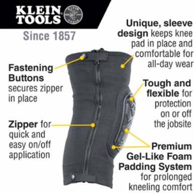 Tough-Flex Knee Pad Sleeves 6.5 Inch Height, Zipper Closure, Neoprene and EVA Foam