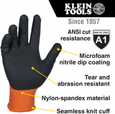 Knit Dipped Gloves, X-Large, ANSI A1 Cut Resistance, Touchscreen Capable