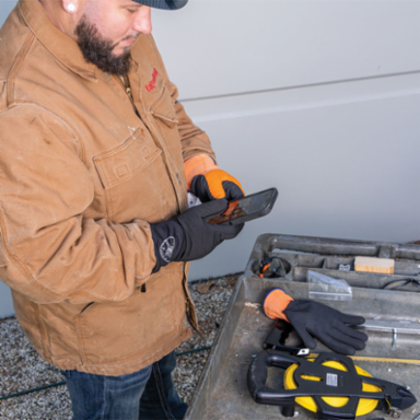 Rechargeable Heated Work Glove Liners with Knit Dipped Gloves, Large