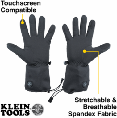Rechargeable Heated Work Glove Liners with Knit Dipped Gloves, Large