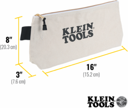 Zipper Bag, Extra-Long Canvas Tool Pouch, 16-Inch, Natural