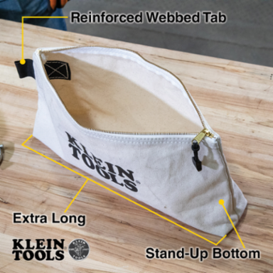 Zipper Bag, Extra-Long Canvas Tool Pouch, 16-Inch, Natural