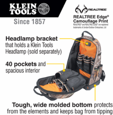 Tradesman Pro™ XL Camo Tool Backpack, 40 Pockets, 7.5 lbs, 20" Height