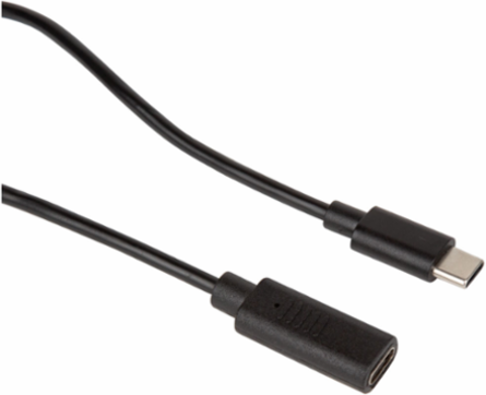 USB-C Male to Female Charging Cable, 1.5 Foot, 26 AWG, PVC Material
