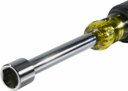 9/16 Inch Hollow Shaft Nut Driver 4 Inch Shaft, Steel, Cushion-Grip Handle, USA Made