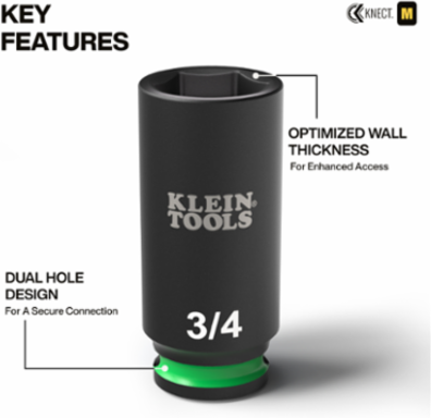 KNECT™ Deep-Well 3/8-Inch Drive Impact Socket Set, SAE, 9-Piece