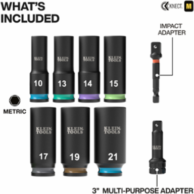 KNECT™ Deep-Well 3/8-Inch Drive Impact Socket Set, Metric, 9-Piece