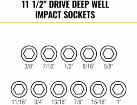 KNECT™ 1/2-Inch Drive Deep Well Impact Socket Set, SAE, 14-Piece