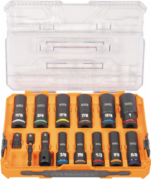 KNECT™ 1/2-Inch Drive Deep Well Impact Socket Set, SAE, 14-Piece