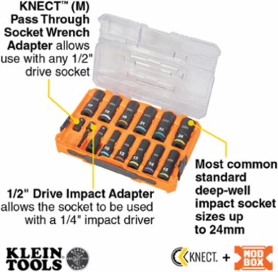 KNECT™ 1/2-Inch Drive Deep Well Impact Socket Set, Metric, 14-Piece