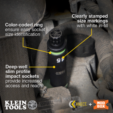 KNECT™ 1/2-Inch Drive Deep Well Impact Socket Set, Metric, 14-Piece
