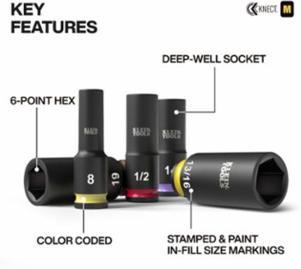 KNECT™ Deep-Well 3/8-Inch Drive Socket Set, SAE and Metric, 23-Piece