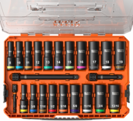 KNECT™ Deep-Well 3/8-Inch Drive Socket Set, SAE and Metric, 23-Piece