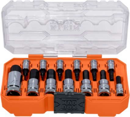 Knurled Hex Bit Socket Set, SAE, 13-Piece
