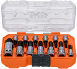 Knurled Hex Bit Socket Set, SAE, 13-Piece