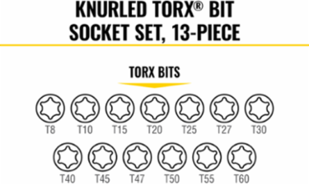 Knurled TORX® Bit Socket Set, 13-Piece