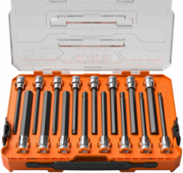 Long Hex Bit Socket Set, SAE and Metric, 16-Piece