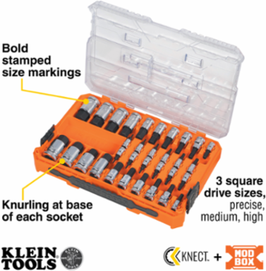 Knurled Hex Bit Socket Set, SAE and Metric, 32-Piece