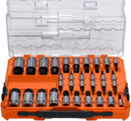 Knurled Hex Bit Socket Set, SAE and Metric, 32-Piece