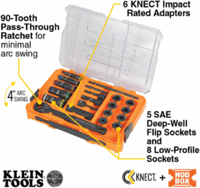 KNECT™ Impact Pass Through and Deep-Well Flip Socket Set, 20-Piece