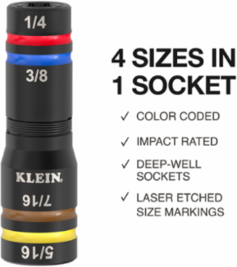 Quad-8 Deep-Well Heavy-Duty Impact Flip Sockets, SAE, 3-Piece