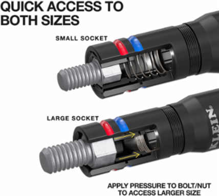 Quad-8 Deep-Well Heavy-Duty Impact Flip Sockets, SAE, 3-Piece