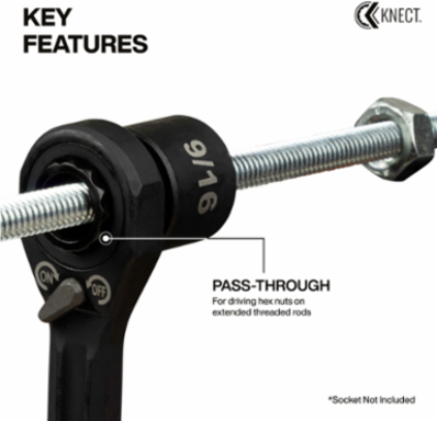 KNECT™ (S) Pass Through Ratchet and 1/4-Inch Drive Socket Adapter Set