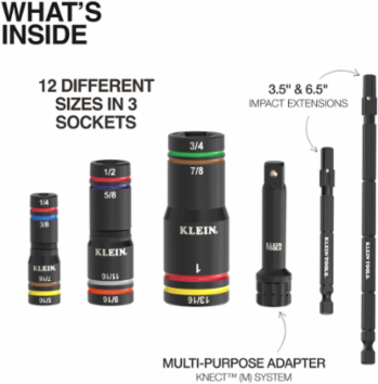 KNECT™ Quad-12 Heavy-Duty Impact Flip Sockets, SAE, 6-Piece