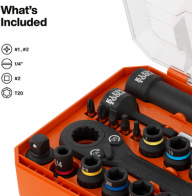 KNECT™ Essential Pass Through Impact Socket Set, SAE, Metric, 28-Piece