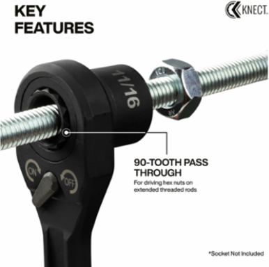 KNECT™ (M) Pass Through Ratchet and 3/8-Inch Drive Socket Adapter Set