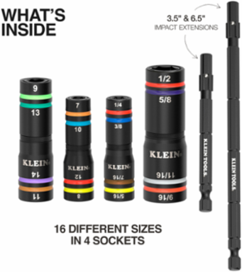 KNECT™ Quad-16 Heavy-Duty Impact Flip Sockets, SAE and Metric, 6-Piece