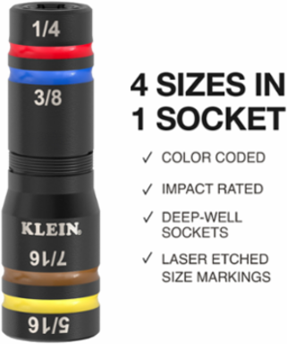 KNECT™ Quad-16 Heavy-Duty Impact Flip Sockets, SAE and Metric, 6-Piece