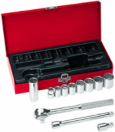 12-Piece 3/8 Inch Drive Socket Wrench Set, Includes 6 & 12 Point Sockets