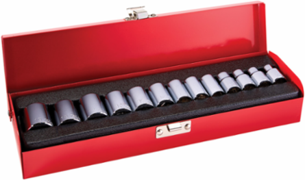 3/8 Inch Drive Metric Socket Wrench Set, 13-Piece, 6-Point, Standard