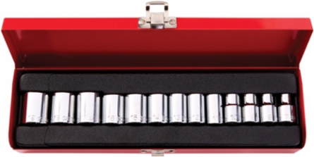 3/8 Inch Drive Metric Socket Wrench Set, 13-Piece, 6-Point, Standard