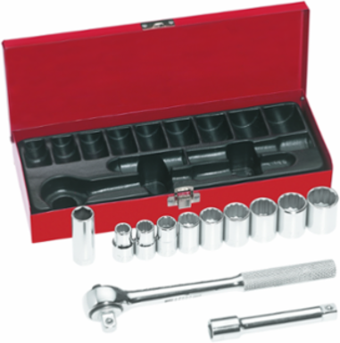 12-Piece 1/2-Inch Drive Socket Wrench Set with Ratchet and Extension, Standard Sockets