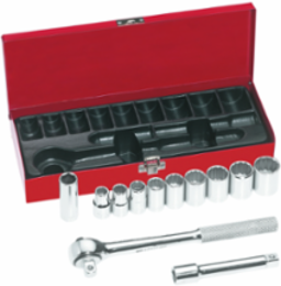 12-Piece 1/2-Inch Drive Socket Wrench Set with Ratchet and Extension, Standard Sockets