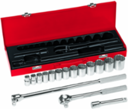 16-Piece 1/2 Inch Drive Socket Wrench Set with 12-Point Sockets