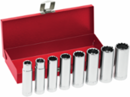 8-Piece 1/2 Inch Drive Deep Socket Wrench Set, 12-Point, 4.53 lbs