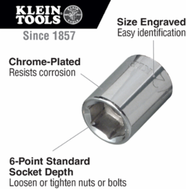 11/32 Inch Standard 6-Point Socket, 1/4 Inch Drive, Forged Alloy Steel