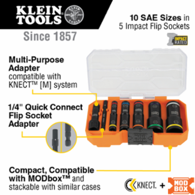 KNECT™ Flip-10 Heavy Duty Flip Impact Socket Set, SAE, 8-Piece