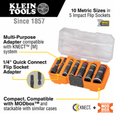 KNECT™ Flip-10 Heavy Duty Flip Impact Socket Set, Metric, 8-Piece