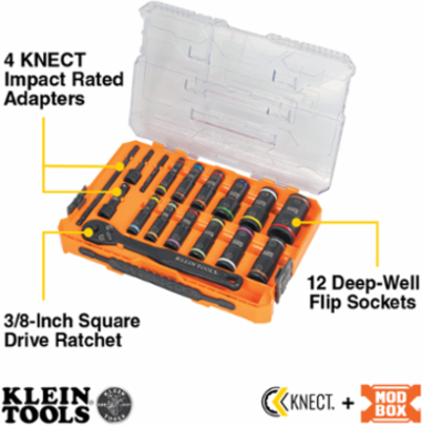 KNECT™ Flip-24 Deep-Well, Heavy-Duty Impact Socket Set, SAE and Metric