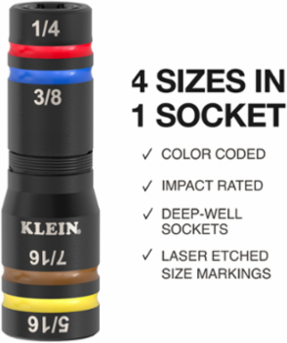 KNECT™ Quad-24 Heavy-Duty Impact Flip Sockets, SAE and Metric, 9-Piece