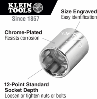 11/16 Inch Standard 12-Point Socket 3/8 Inch Drive, Forged Alloy Steel
